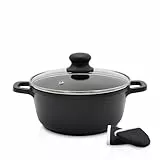 Karl Krüger 22016TH Aluguss-Fleischtopf Leipzig mit Thermogrips, 16 cm, Schwarz