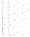 WillTen 18Stück Klare Nasenbolzen Klares Nasenpiercing Klare Ohrringe, Klare Nase Retainer Kunststoff Nase Stud, Clear Nose Studs verstecken Piercing für Schule Kunststoff-Piercing-Schmuck für Arbeit
