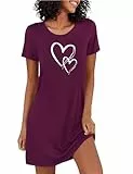 Marvmys Nachthemd Damen Kurzarm Schlafshirt Baumwolle Printed Sleepshirt Sommer T-Shirt Schlafhemd Frauen Nachtwäsche Schlafkleid