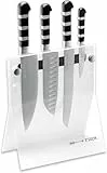 F. DICK 4Knives weiß 1905 4-teilig (Messerblock aus Acrylglas, LxBxH 24 x 12,5 x 42 cm, Kochmesser, Santoku mit Kullenschliff 18 cm, Brotmesser 21 cm, Officemesser 9 cm) 81972000-05, Acryl