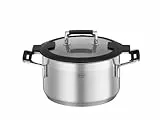 RÖSLE SILENCE PRO Kochtopf, Hochwertiger Universaltopf aus Edelstahl 18/10, 20 cm, Glasdeckel, Innenskalierung, induktionsgeeignet, spülmaschinengeeignet, Silberfarben