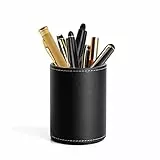 Stiftehalter Schwarz Rund Stifthalter aus Leder, Stifteköcher Stiftehalter Schreibtisch Stiftebecher Pencil Holder Stiftebehälter Leather Pen Holder Pen Stand Stiftebox Schwarz Stifthalter aus Leder