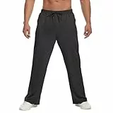 PINSPARK Herren Hose Chino Hosen Jogginghose Trainingshose Baumwolle Casual Sweatpants Herren Freizeithose Elastische Pants Taille mit Kordelzug Taschen Holzkohle XL