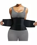 FeelinGirl Waist Trainer Bauchweggürtel Korsett Damen Bauchweg Bauchgürtel Shaper Trimmer Bauchkontrolle Shapewear Körperformer mit Dreifachumwicklung für Frauen (Schwarz,M)