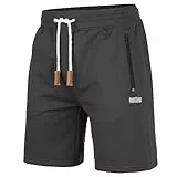 Mount Swiss Herren Freizeitshorts kurz mit Reißverschlusstaschen Bequeme Shorts für Sommer Alltag Urlaub Zuhause elastischer Bund mit Kordelzug Anthrazit XL