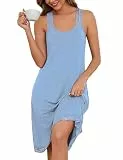 Crewhpo Nachthemd Damen Kurz Negligee Baumwolle Ärmellos Nachtkleid Spitzenträger mit V-Ausschnitt Nachtwäsche Spitze für Frauen Schlafshirt Sleepshirt Sleepwear