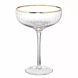 BUTLERS Champagnerschale 400ml aus Kristallglas -GOLDEN TWENTIES- Elegante Sektschalen mit Goldrand | Vintage-Cocktailgläser