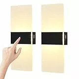 VOMI Wandleuchte Ohne Stromanschluss Innen Ohne Bohren Touch Dimmbar USB Aufladbar LED Akku Wandlampe mit 3000mAh Batterie Kabellos Magnetische 3000K Acryl Lampe für Schlafzimmer, 2 Stück