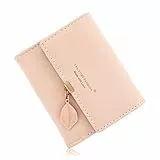 CALIYO Geldbeutel Damen aus Glattem und Weichem Synthetisches Leder Geldbörse klein Kurzformat Portemonnaie Farben mit vielen Fächern（Hellrosa）