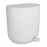 Relaxdays Mülleimer, 7 Liter, Absenkautomatik, Fußpedal, entnehmbarer Inneneimer, Kosmetikeimer, Matter Badeimer, weiß
