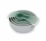 Joseph Joseph Nest 9 Plus, 9-teiliges kompaktes Lebensmittelzubereitungsset mit Rührschüsseln, Messbechern, Sieb und Sieb, Editions Range, Salbeigrün, Grün
