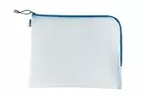 HERMA Dokumententasche A4 mit Reißverschluss, große wasserdichte Reißverschlusstasche, verschließbare Dokumentenmappe aus Kunstoff mit Zipper, halb-transparent, 36 x 28 cm, blau