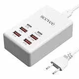 USB C Ladegerät Mehrfach, 50W 6-Port Ladegerät, Schnellladeblock Power Adapter USB C Netzteil Kompatibel mit iPhone/Samsung/Google/Xiaomi/Oppo/Tablet und so weiter.