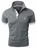 GLESTORE Poloshirt Herren Männer Hemd Herren Kurzarm Giraffe Stickerei T-Shirt Sommer Golf Grau XL