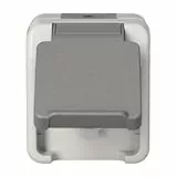 Schneider Electric Merten Schuko-Steckdose mit Klappdeckel, Aufputz, 1-fach, IP 44, Aquastar, lichtgrau, Artikelnummer MEG2301-8029