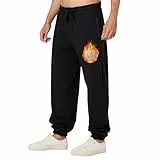 ineepor Jogginghose Herren Baumwolle Thermo Dicke Breite Jogginghosen Baggy Warme Sherpa Gefütterte Weit Gym Sporthosen Winter Track Pants mit reißverschluss Taschen
