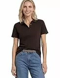 Street One Kurzarm Poloshirt in Rippstruktur Espresso Brown 40