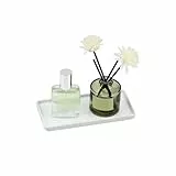 YoHyien Keramik Badezimmer Tablett, Deko Tablett Weiß, Badezimmertablett Länglich, Ablageschale Bad, Schmuckablage für Schminktisch, Bathroom Tray für Seifenspender, Kerzen, Kosmetik, Waschbecken (S)