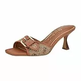 GUESS Damen Dista Sandale mit Absatz, Beige/Brown 210, 38.5 EU