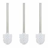 Relaxdays Toilettenbürste, 3er Set, WC-Bürste, Ersatz, Abnehmbarer Bürstenkopf, Klobürste Edelstahl, HxD 35 x 8 cm, weiß