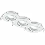 BRILONER - 3er Set Einbaustrahler 230V flach, schwenkbar, GU10, max. 7W, Spot, Deckenspots, Spots 230V, Einbauleuchten, Einbauspots, Deckenstrahler, 68mm Lochmass, 8x2,2 cm, Weiß