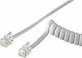 Goobay 68601 Telefonkabel RJ10 Stecker Telefonhörerkabel Spiralkabel Telefonstecker RJ10 Kabel Festnetztelefon Telefonhörer Telefon Kabel Weiß 4m