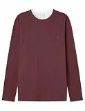 SPRINGFIELD Oxford Melange Pullover mit doppeltem Rundhalsausschnitt, L/S mit Baumstickerei, Korinth, L