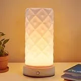 FANSIR Nachttischlampe mit Holzsockel, 9-Stufig Dimmbare Nachttischlampe mit PLA Lampenschirm, Kleine Tischlampe mit USB Kabel für Schlafzimmer Nachttisch Wohnzimme Kinderzimmer（Mittel Schnalle）