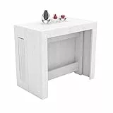 VE.CA Karen Konsolentisch, ausziehbar, mit Ablage für Verlängerungen aus Holz, Maße: 90 x 51,5 x 77 bis 300 cm, Farbe: Eschenholz-Weiß, Möbel für Küche, Haus, Design, hergestellt in Italien
