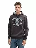 TOM TAILOR Herren Hoodie Sweatshirt mit Logo-Print, 10899 - Tarmac Grey, XL