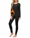 StylSense Thermounterwäsche Damen Funktionsunterwäsche Einfarbig Ultraweich Gefütterte Thermo Unterwäsche Winterliche Basislage Skiunterwäsche für Skifahren Wandern Joggen und Alltag