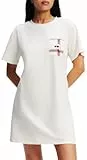 Karl Lagerfeld B.V Women IKON SS Tshirt PJ Dress Nightgown, Cannoli Cream, S