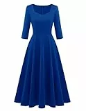 Berylove Prom Dress Kleid Damen Kleider Elegant Blau Cocktail Midi Festliche Kleider Für Damen Kleider Hochzeitsgast Damen Freizeitkleid BLP8010 Royalblue M