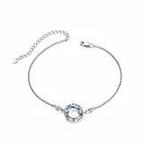 AOBOCO Kristall Armband Damen 925 Sterling Silber Freundschaftsarmbänder Geburtstags Valentinstag Weihnachten Geschenke für Sie Frauen Freundin Schwester Tochter