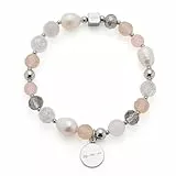 JEWELS BY LEONARDO Armband Hope • elastische Armkette aus silberfarbenem Edelstahl • Glas-, Achat- und Süßwasserperlen im Mix • 19,5 cm Länge • Schmuck Geschenk für Frauen • 025928