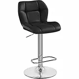 Yaheetech Barhocker 1er Set Höhenverstellbar 360°Drehbar Barstühle Küchenstühle mit Rückenlehne und Fußstütze, Barstuhl PU-Kunstleder Sitzhöhe 62,5 cm - 84,5 cm für die Küche, Schwarz
