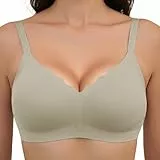 Vtelor Nahtloser BH Damen Ohne Bügel Soft Tiefem V-Ausschnitt Damen BH Ohne Bügel Seamless Push up Klassische Schlaf BHS mit ZusäTzlicher VerläNgerung