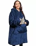 CMTOP Übergroße Hoodie Sweatshirt Damen Kapuzenpullover Langarmshirt mit Kapuze Pullover Sweatshirt Rundhals Herren Frauen Oversize Decke Sweatshirt komfortable Riesen-Hoodie-Tibetanisches blau.-