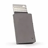 DONBOLSO Wallet Flip Geldbörse Herren - Slim Wallet mit Flipcase - Leder Kartenetui mit RFID Schutz - Geldbeutel Herren für bis zu 9 Karten Ohne Münzfach, Vintage Grau