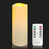 YIWER Wasserdicht Led Flammenlose Kerzen, Outdoor Indoor batteriebetriebene flackernde Kerzen mit Remote-Timer, wird nicht schmelzen, Elfenbein Kunststoff 1 Stück Party Weihnachten Valentinstag