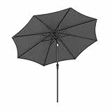 SONGMICS Sonnenschirm 270 cm, UPF 50+, Strandschirm, beidseitig um 30° knickbar, Sonnenschutz, mit Kurbel zum Öffnen/Schließen, für Terrasse, Balkon, Pool, ohne Ständer, grau GPU27GY