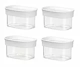 Emsa 4er Set Stapelbare Vorratsdose für Trockenvorräte, Volumen 0.18 Liter, Rechteckig, Weiß/Transparent, Optima 513554 x 4
