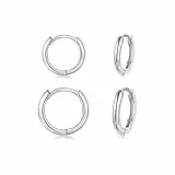 CERSLIMO Ohrringe Silber Creolen Silber 925 set 10mm 12mm Schmuck Valentinstag Geburstag Klein Geschenke für Damen Herren Mädchen Frauen Männer Beste Freundin Schwester Freunde
