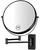 Gospire Kosmetikspiegel Wandmontage 9 Zoll Doppelseitiger Wandspiegel Rasierspiegel Schminkspiegel mit Normal und 10 Fach VergroBerung,360°Schwenkbar,verchromt für Badezimmer, Kosmetikstudio,Hotel