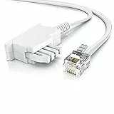 CSL - 6m Telefonkabel TAE-F Stecker auf RJ11 Stecker - Int. Norm 6P4C / 4-polig belegt - Flachkabel - von analoger Telefondose zum Telefon Fax Modem Router Anrufbeantworter, 6 Meter weiß