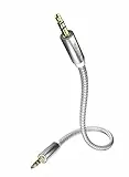 inakustik – 004101005 – Premium 3,5mm Klinkenkabel | Für den Anschluss vom Smartphones, Tablets oder PC an HiFi-Verstärker | 0,5m in Weiß/Silber | 2-fache Abschirmung - moderner Geflechtschirm