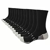 BUDERMMY Socken Herren 43-46 39-42 Wandersocken Crew Sportsocken Gepolstert Trekkingsocken Baumwolle Atmungsaktiv Laufsocke Arbeitssocken Cushioned Training (Schwarze 6-Paare)