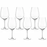Leonardo Tivoli Rotwein-Gläser 6er Set, Rotwein-Kelch mit gezogenem Stiel, spülmaschinenfestes Teqton-Kristallglas, Wein-Gläser, groß, Höhe 24 cm, 700 ml, 020968