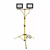 LUXULA LED Baustrahler mit Teleskop-Stativ und Schalter - 2x 30W Fluter - Baustellen LED Strahler mit 2,5m Kabel - IP65 Baulampe für Innen- & Außenbereich - 4000K Neutralweiß - 2x 3000 Lumen
