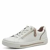 Jana Damen Sneaker flach mit Reißverschluss Vegan, Weiß (White/Rosegold), 40 EU
